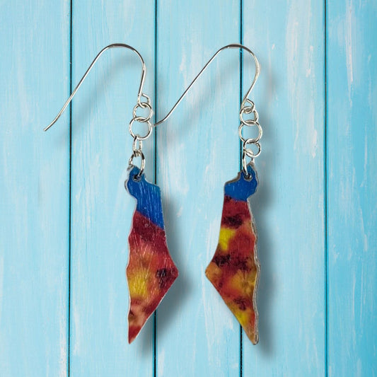 Map of Israel Earrings - Handmade #7
