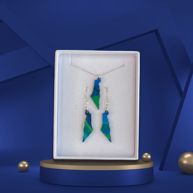 Map of Israel Jewelry Set - Handmade #7